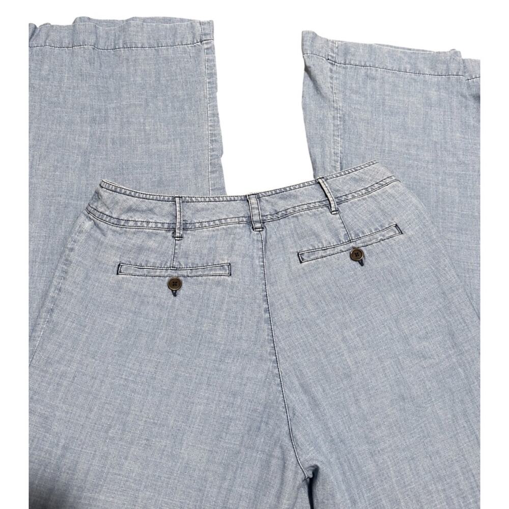 Sundance Blue Lyocell Linen Blend Wide Leg Coastal Pants, Chambray, Size 10 - Picture 4 of 6